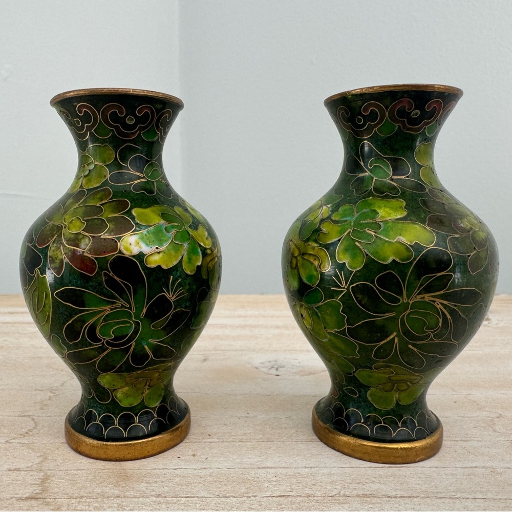 Two antique Asian Cloisonné vases, like new.
